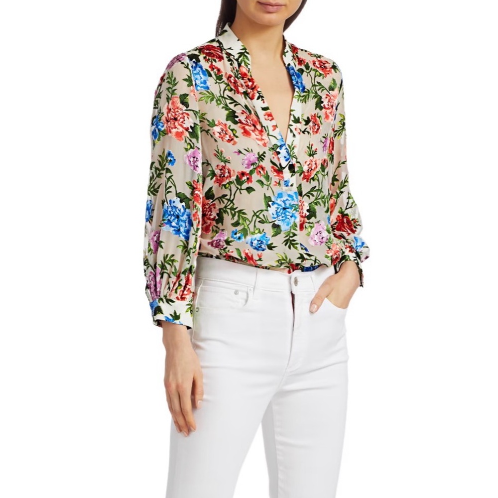 ALICE + OLIVIA Sheila Gardenia Blouson Sleeve Blouse 🌸